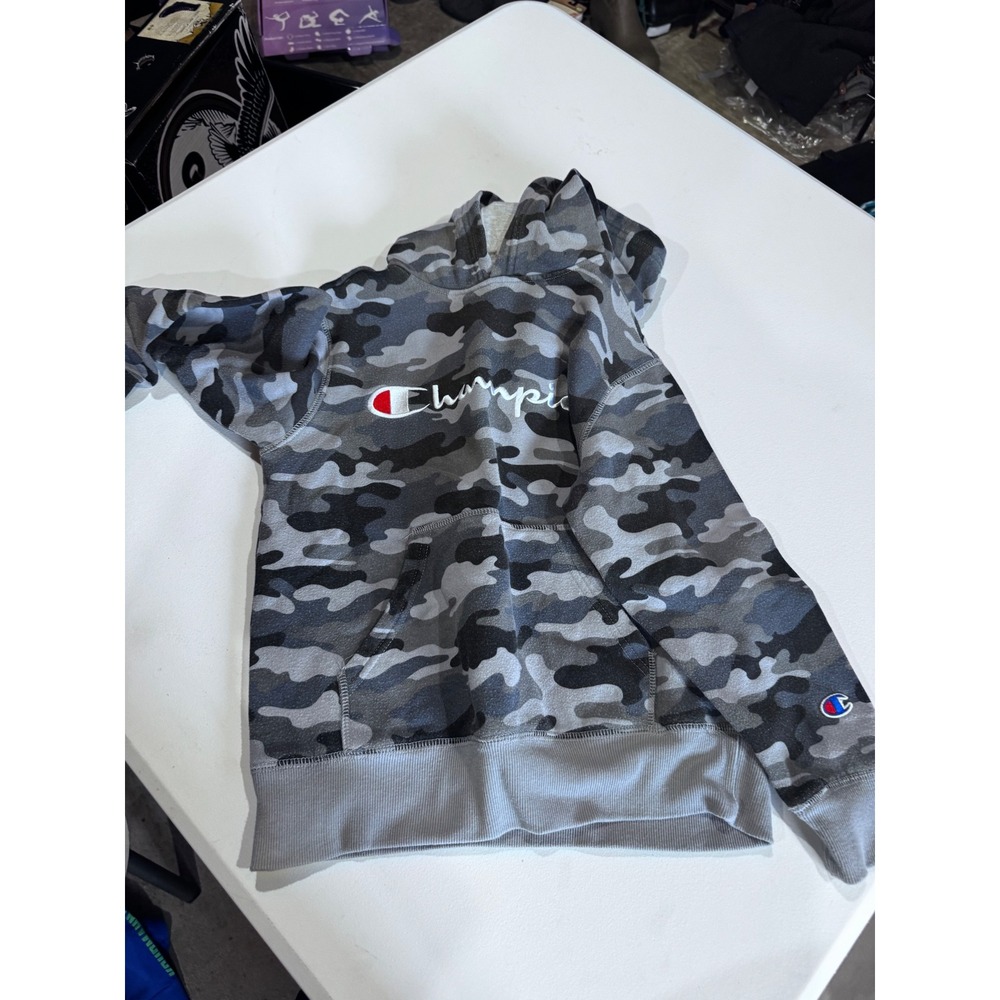 Champion Kids Gray Camo Pullover Hoodie Sweatshirt Size S Small 1SC38